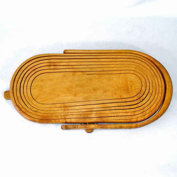 Collapsible Myrtle Wood Handcrafted Basket Locking Handle #3