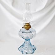 Coolidge Drape Light Blue Glass Oil or Kerosene Lamp 1970s