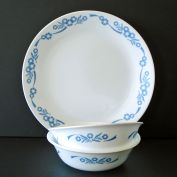 Corelle Blue Cornflower Dinner Plate, 2 Bowls