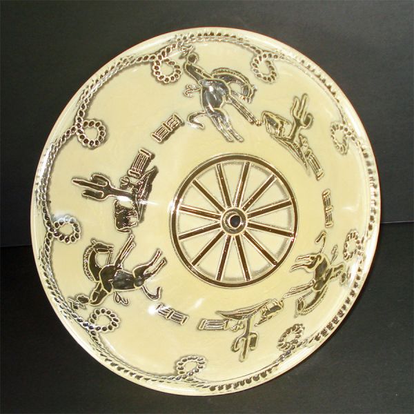 Western Cowboys Yellow Reverse Painted Glass Ceiling Light Shade