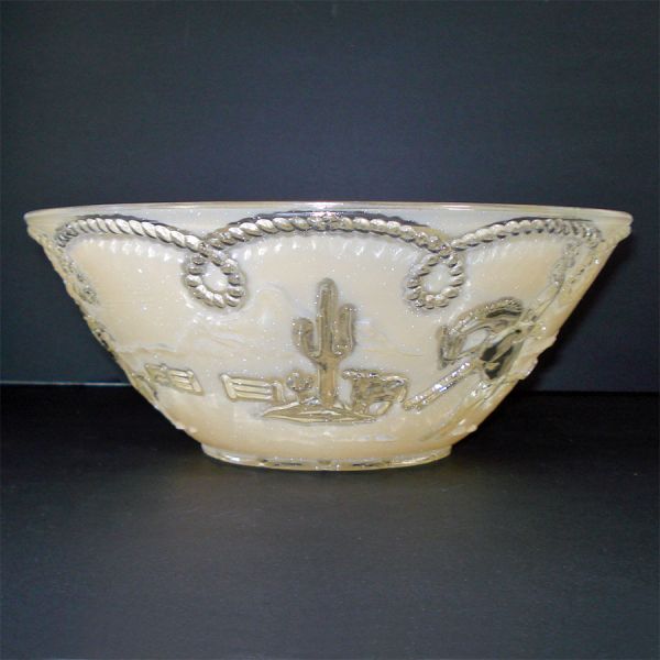 Western Cowboys Yellow Reverse Painted Glass Ceiling Light Shade #4