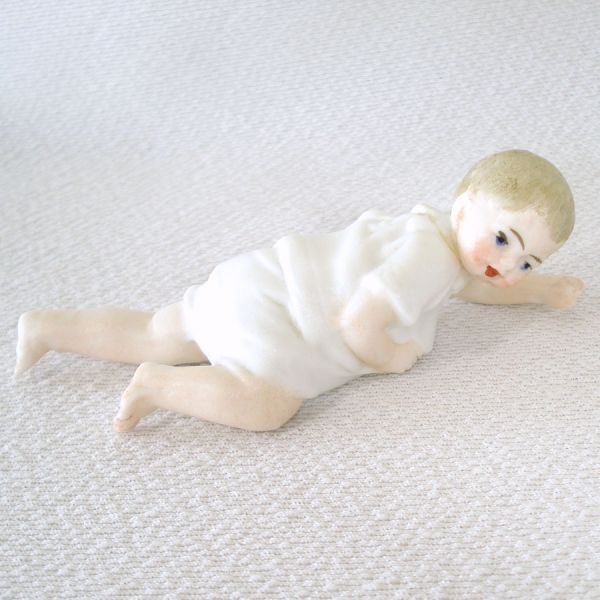 Small Crawling German Bisque Piano Baby Figurine #4