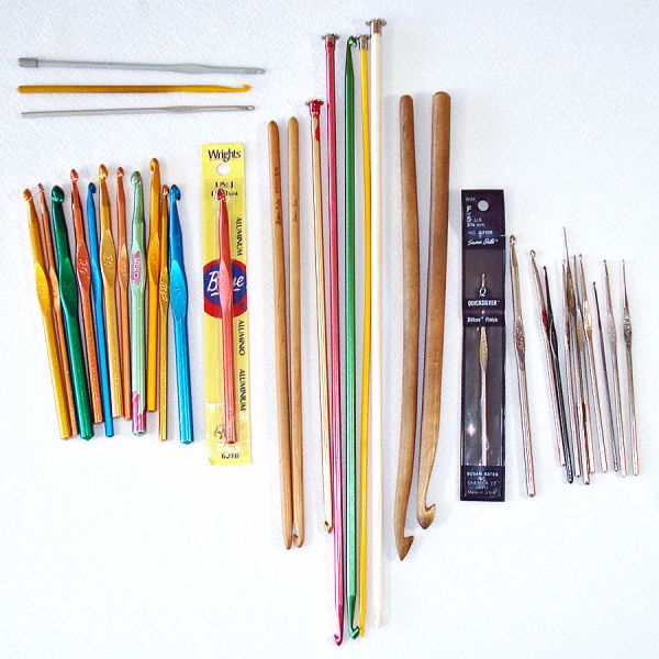 Estate Crochet Supplies Lot 55 Pieces Patterns, Hooks, More #2