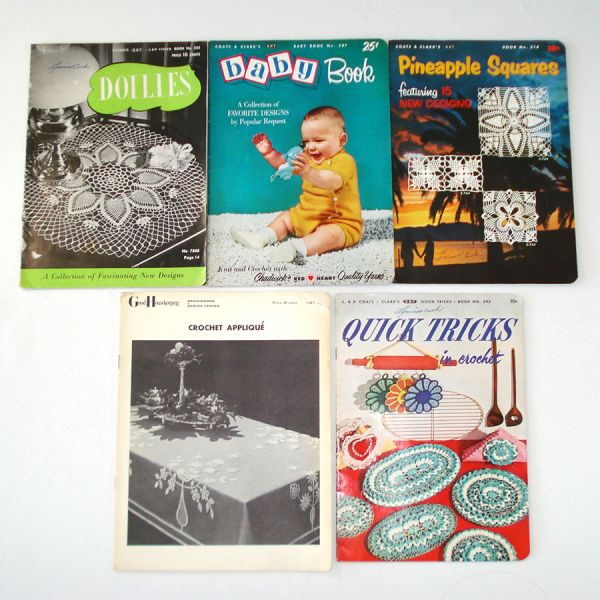 Estate Crochet Supplies Lot 55 Pieces Patterns, Hooks, More #6