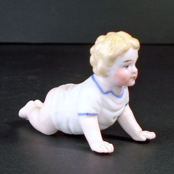 Miniature German Bisque Crawling Piano Baby Figurine 2.5 Inches