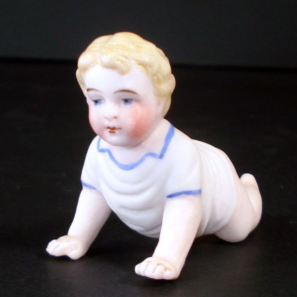 Miniature German Bisque Crawling Piano Baby Figurine 2.5 Inches #2