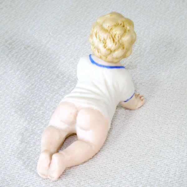 Miniature German Bisque Crawling Piano Baby Figurine 2.5 Inches #3