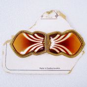 Art Deco Enameled Czech Belt Buckle Amber Gold Coloring