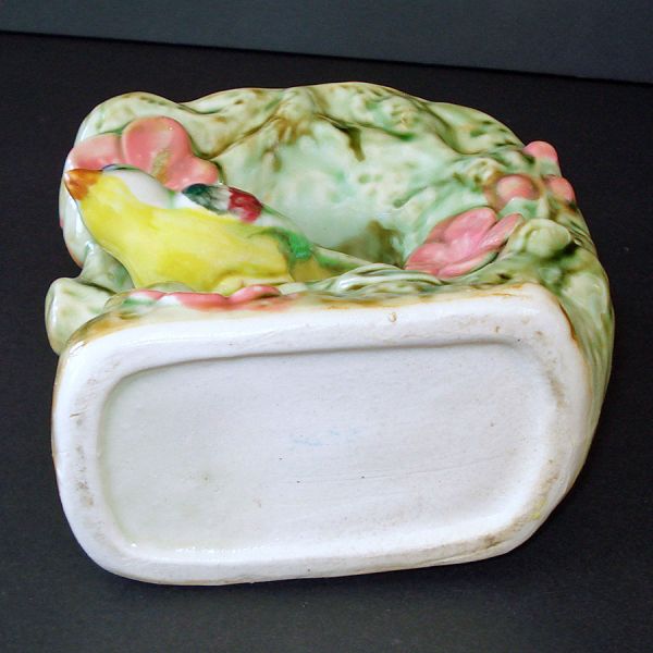 Open Center Floral Wall Pocket Planter With Applied Bird #3