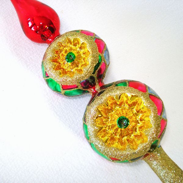 Glittered Double Indent Glass Spire Christmas Tree Topper Boxed #3