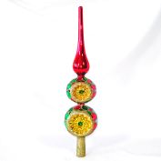 Glittered Double Indent Glass Spire Christmas Tree Topper Boxed