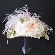 Bollman Doeskin Pink and Cream Flowered Petite Cocktail Hat Doll Size