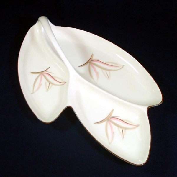 Winfield China Dragon Flower 3 Section Large Leaf Relish Dish #2