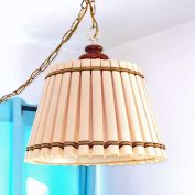 Mid Century Pleated Hanging Drum Lamp 4 Light
