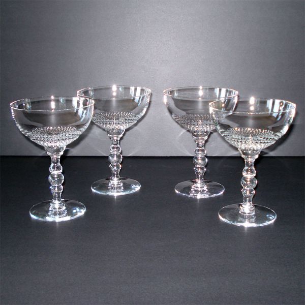 Duncan Miller Teardrop 4 Champagne Goblets Tear Drop