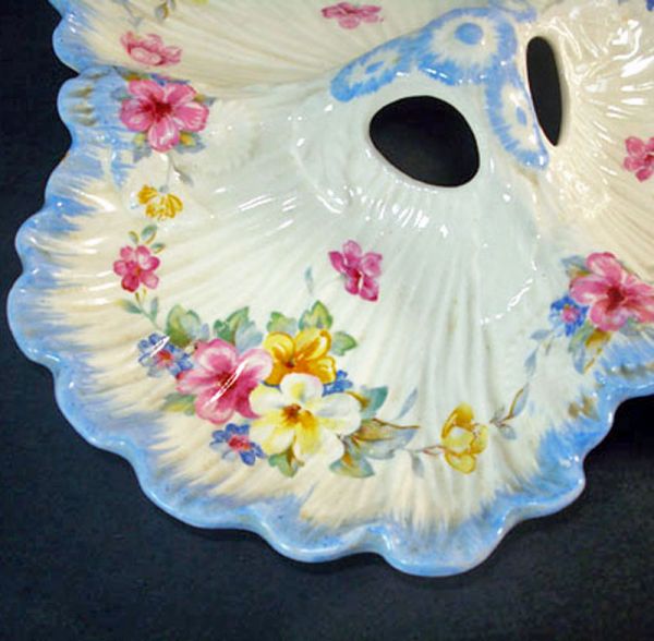 Crown Ducal Floral Clover Shape 3 Section Dish #2