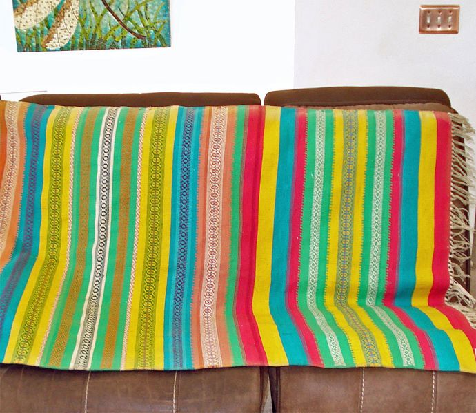 Dhurrie India 1970s Cotton Rug Bold Colorful Stripes 6 by 3.5 feet