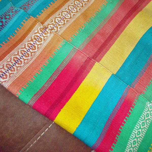 Dhurrie India 1970s Cotton Rug Bold Colorful Stripes 6 by 3.5 feet #5