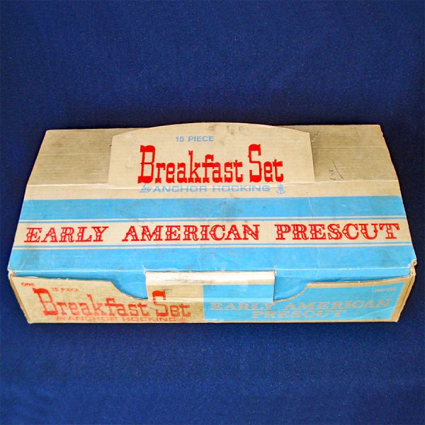 EAPC Early American Prescut Boxed 15 Piece Breakfast Set Anchor Hocking