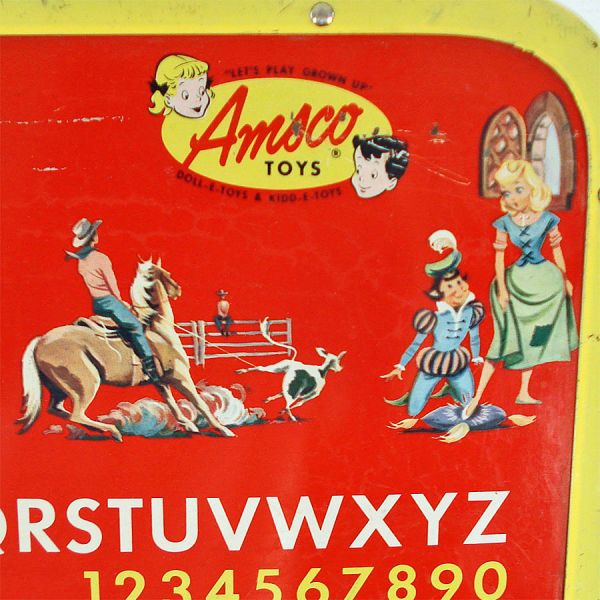 Amsco 1950s Tin Litho Toy Folding Easel With Chalkboard #8