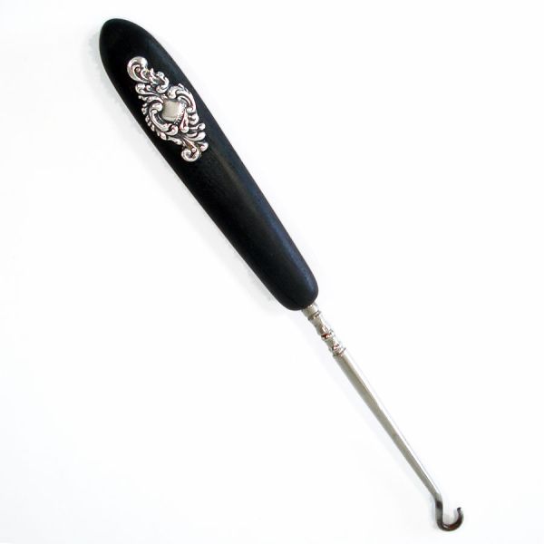French Ebony and Sterling Victorian Button Hook