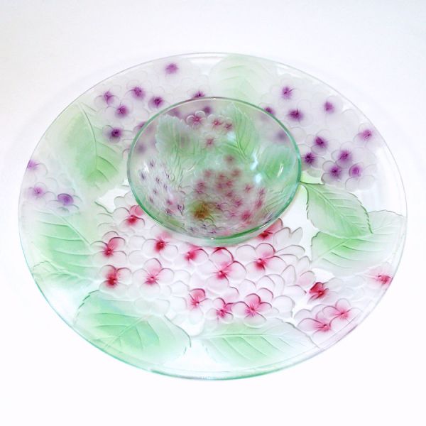 Elements Hydrangea Garden Glass Chip and Dip Set in Original Box #2
