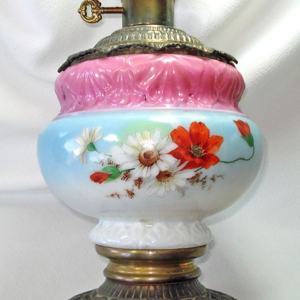 Victorian Hand Painted Parlor Lamp Converted to Electric #4