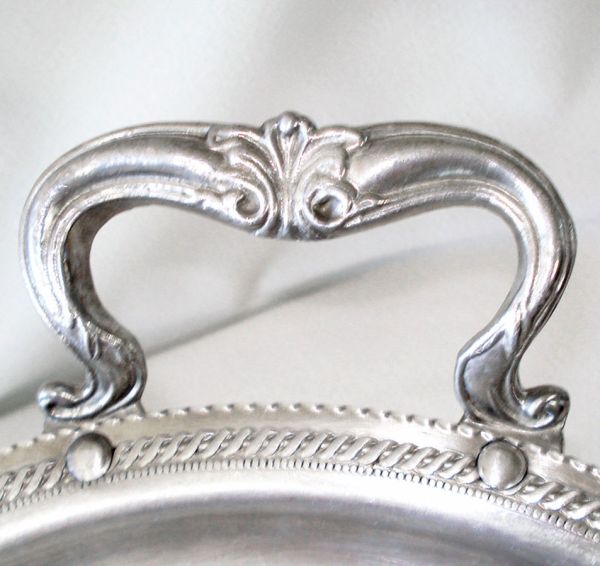 Hand Wrought Aluminum Tray Intaglio Dogwood and Thistle Decoration #3