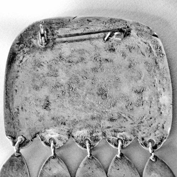 Hand Wrought Mexican Fishermen Dangling Fish Brooch Pin Book Piece #3