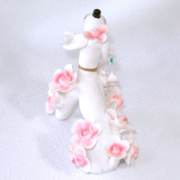 Delightul Applied Flowers Vintage Japan Poodle Figurine #5