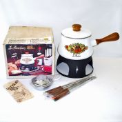 Spice of Life Enameled La Fondue Set Mint in Box Corning Go-With