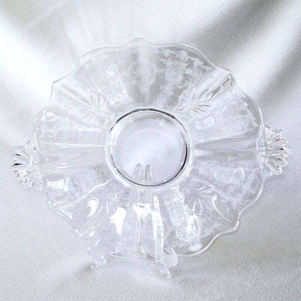 Fostoria Navarre Etched Crystal Handled Cake Plate #2