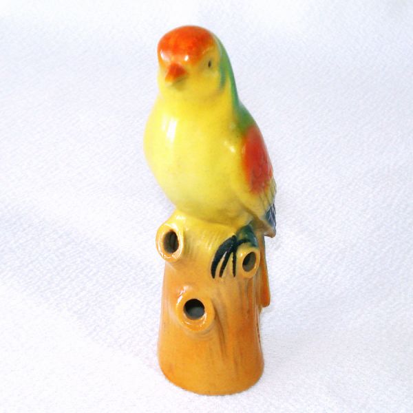 Germany Colorful Bird Flower Frog Holder Figurine #3