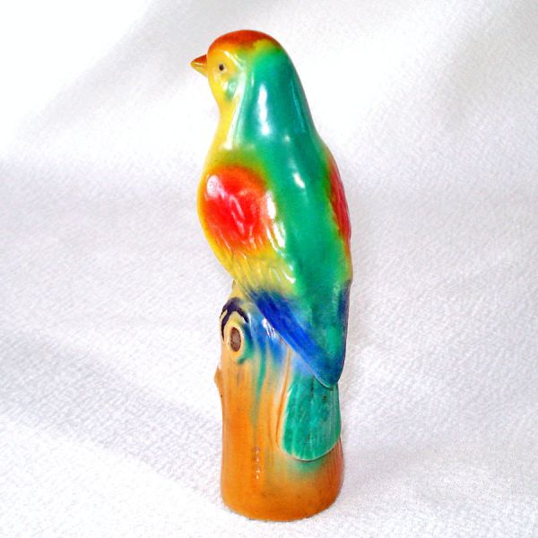 Germany Colorful Bird Flower Frog Holder Figurine #4