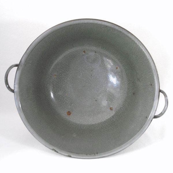 Extra Large Antique Granitware Covered Dough Bowl 12 Quarts #4