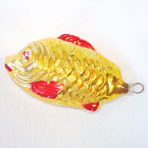 Gold Fish West Germany Glass Christmas Ornament #2