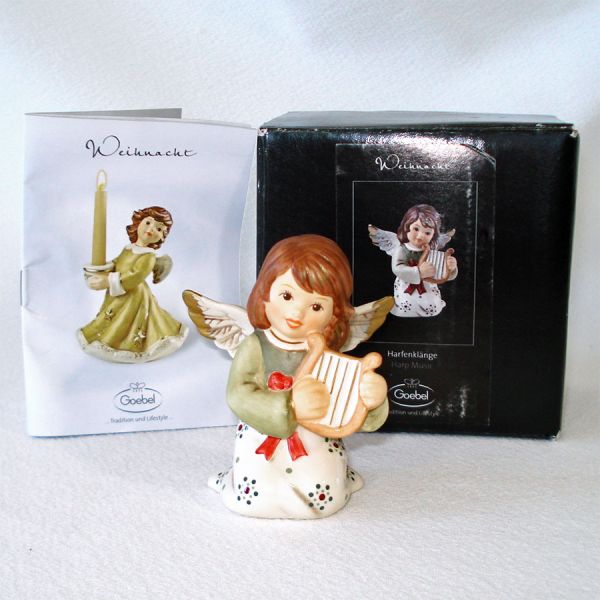 Goebel Germany Porcelain Christmas Angel With Harp Figurine 2011