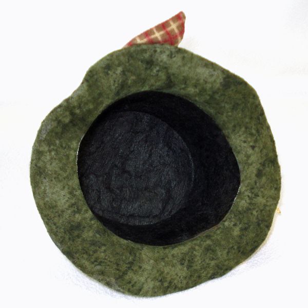 Moss Green Felted Wool Bucket Doll Hat With Flowers and Bow #4