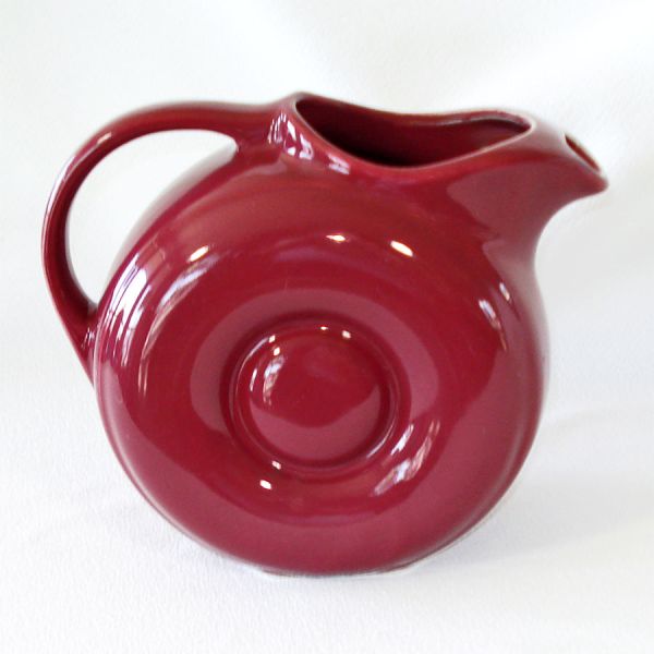 Hall China Maroon Art Deco Donut 2 Quart Pitcher Jug