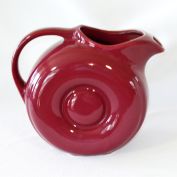 Hall China Maroon Art Deco Donut 2 Quart Pitcher Jug