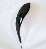 Edwardian Curved Plume French Jet Faceted Hat Pin