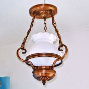 Petite Copper Milk Glass Hobnail Ceiling Light Fixture