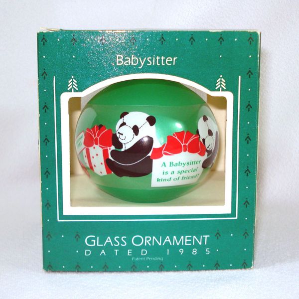 Hallmark 1985 Babysitter Glass Christmas Ornament in Box