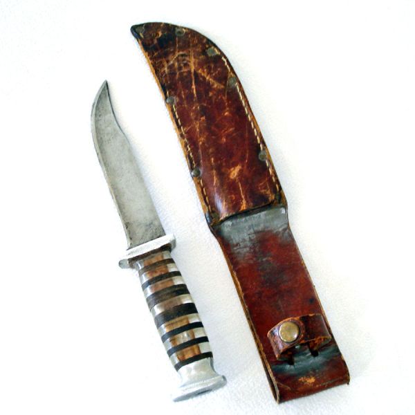 Fixed Blade Trench Art Stacked Handle Theatre Knife