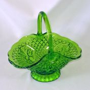 Indiana Canterbury Green Glass Centerpiece Basket
