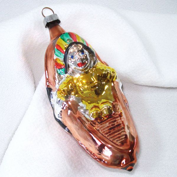 Indian in Canoe Inge Glass Christmas Ornament in Box #2