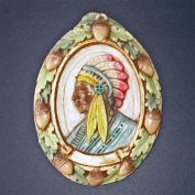 Native American Indian Chief Small Chalkware Portrait Plaque
