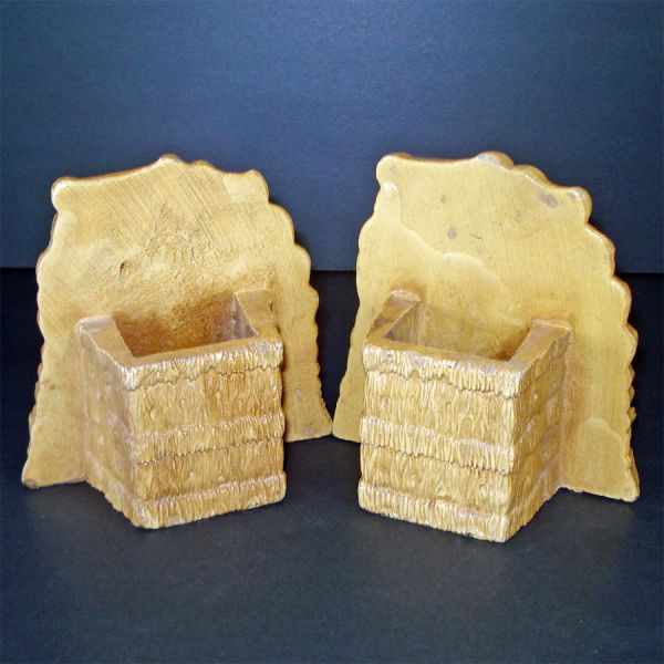 Native American Indian on Horseback Composition Bookends Dated 1947 #2