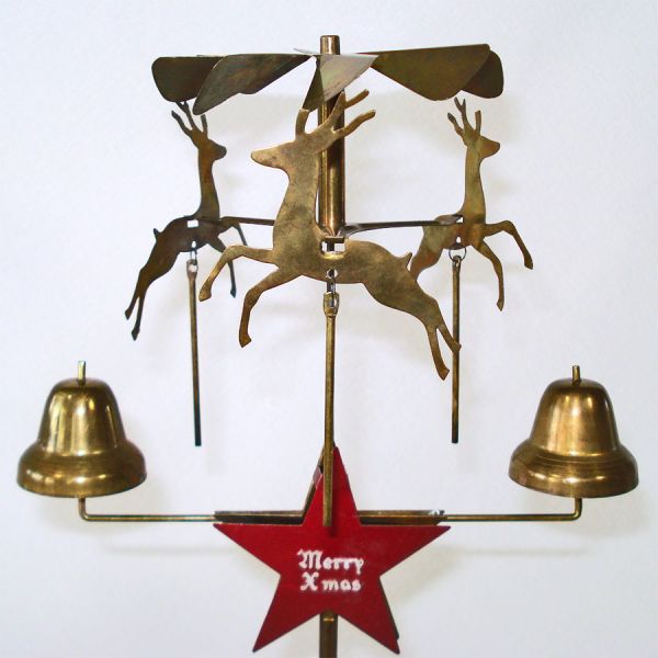Jingle Abra Swedish Brass Christmas Angel Reindeer Candle Chimes #3