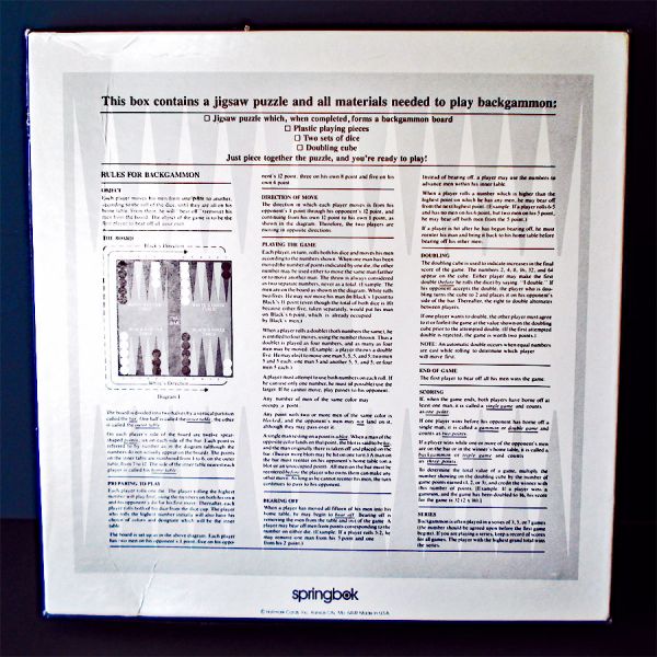 Jigsaw-Gammon! Springbok Backgammon Puzzle With Game Pieces #3